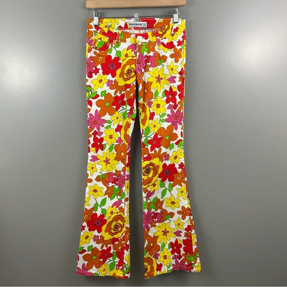 NWOT Boo Boo Jeans Floral Flare Jeans Size 7/8 - Picture 2 of 9